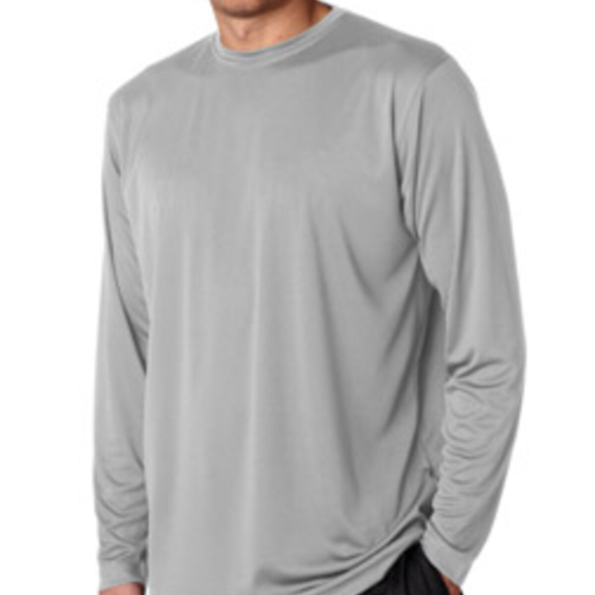 Grey Performance Interlock Long-Sleeve Shirt FRONT