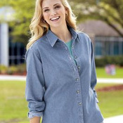 Port & Company® - Ladies Long Sleeve Value Denim Shirt. LSP10